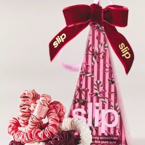 Limited Edition Holiday Slip Candy Cane Ornament —4 Pure Silk Skinny Scrunchies